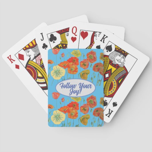 赤オレンジケシのケシフローラブルーあなたの喜び トランプ (裏面)