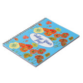 赤オレンジケシのケシフローラブルーあなたの喜び ノートブック (左側)