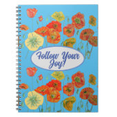 赤オレンジケシのケシフローラブルーあなたの喜び ノートブック (正面)