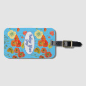 赤オレンジケシのケシフローラブルーあなたの喜び ラゲッジタグ (正面横)