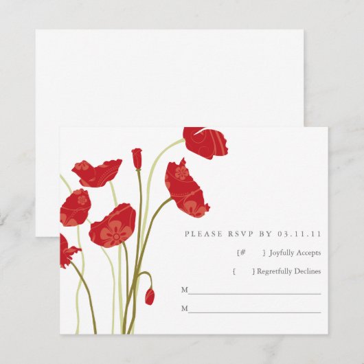 赤オレンジケシRSVP 出欠カード (正面/裏面)