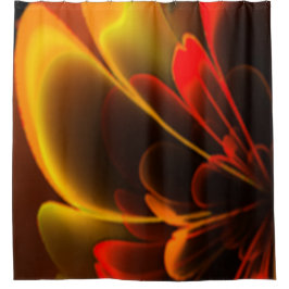 赤オレンジスタイルフラワーハーフコロラ シャワーカーテン