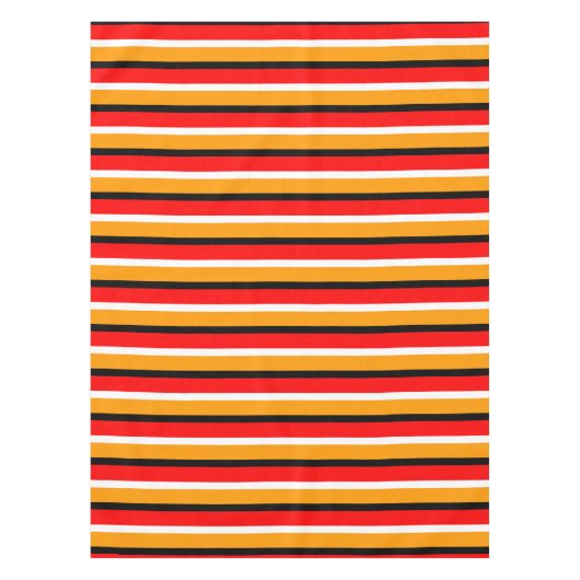 赤オレンジストライプ色のパターンデザイン テーブルクロス (正面)