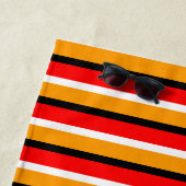 赤オレンジストライプ色のパターンデザイン ビーチタオル (インサイチュ)