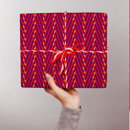 赤オレンジパープルシェブロンストライプ抽象芸術 ラッピングペーパー