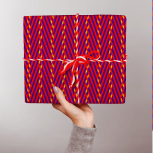 赤オレンジパープルシェブロンストライプ抽象芸術 ラッピングペーパー