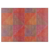 赤オレンジピンク水彩三角形ジオメトリアート カッティングボード (正面)