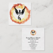 *~*赤オレンジフレームブラックフェニックスリングや輪 スクエア名刺 (正面/裏面)