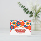 赤オレンジブルーY2K花手作り服 名刺 (スタンド正面)