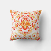 赤オレンジホワイトダマスク花柄エレガント クッション (裏面)