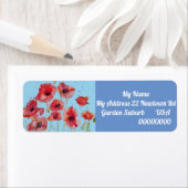 赤オレンジポピーの水カラー差出人住所ラベル ラベル (インサイチュ)