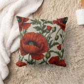 赤オレンジポピーの花 クッション (ブランケット)