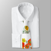 赤オレンジポピーフローラ水彩フラワーメンズタイ ネクタイ (タイ)