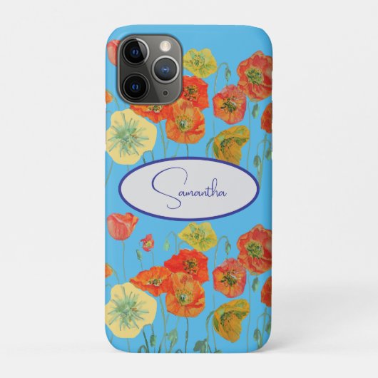 赤オレンジポピー花ブルー女子の名前 Case-Mate iPhoneケース (裏)