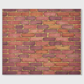 赤オレンジマルーン水色レンガ壁 ラッピングペーパー (フラット)