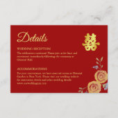 赤オレンジ中国のフローラ結婚詳細 エンクロージャーカード (正面)