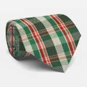 赤オレンジ及び緑タータンチェック格子模様ネック ネクタイ (ロール)