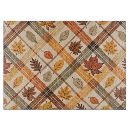 赤オレンジ緑の秋紅葉 カッティングボード (正面)