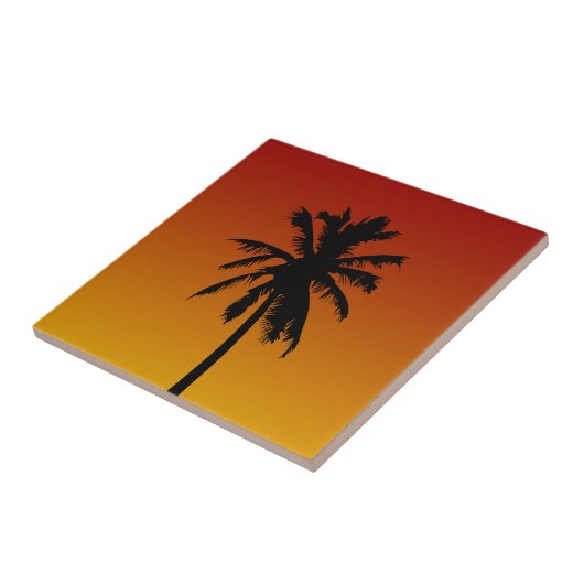 赤オレンジ色のサンセットタイルの熱帯性のヤシの木 タイル (側面)