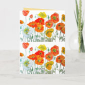 赤オレンジ色のポピー花 水彩 女性の名前 カード (裏面)