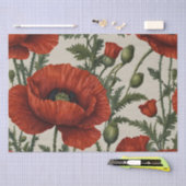 赤オレンジ色のポピー花 薄葉紙 (クラフト)