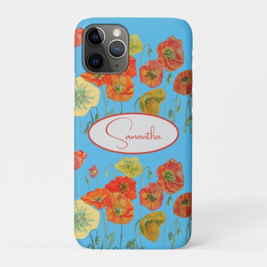 赤オレンジ色のポピー ポピーの花 ブルーの女の子の名前 Case-Mate iPhoneケース (裏)