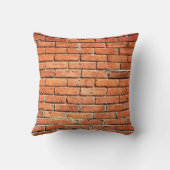 赤オレンジ色の小さなレンガの壁アーバン クッション (裏面)
