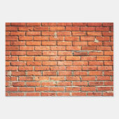 赤オレンジ色の小さなレンガの壁 ラッピングペーパーシート (正面2)
