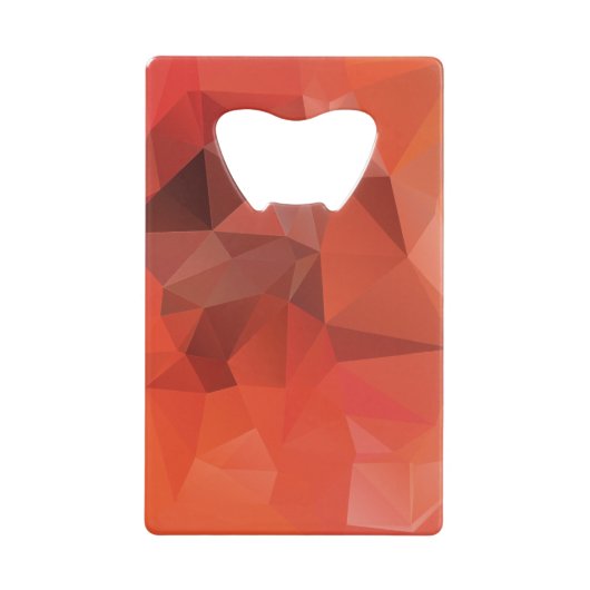 赤オレンジ色の抽象芸術ピラミッドアート クレジットカード栓抜き (正面)