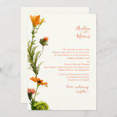 赤オレンジ色の新花 招待状 (正面/裏面)