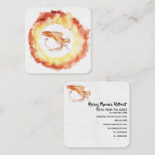 *~*赤オレンジ色の炎フェニックスリングや輪ホワイト スクエア名刺 (正面/裏面)