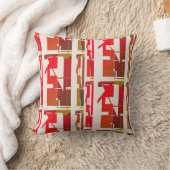 赤オレンジ色の金ゴールド茶色の南西の凹凸模様モザイク クッション (ブランケット)