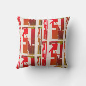 赤オレンジ色の金ゴールド茶色の南西の凹凸模様モザイク クッション (裏面)