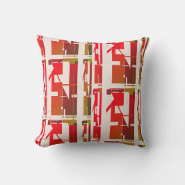 赤オレンジ色の金ゴールド茶色の南西の凹凸模様モザイク クッション