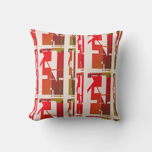 赤オレンジ色の金ゴールド茶色の南西の凹凸模様モザイク クッション (正面)