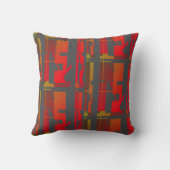 赤オレンジ色の金ゴールド茶色の木炭でこぼこのアートタイル クッション (裏面)