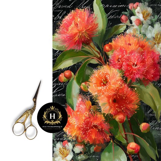 赤オレンジ色の開花グムナッツデコページ 薄葉紙