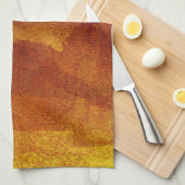 赤オレンジ色の黄絵画色抽象芸術デザイン キッチンタオル (四つ折り)