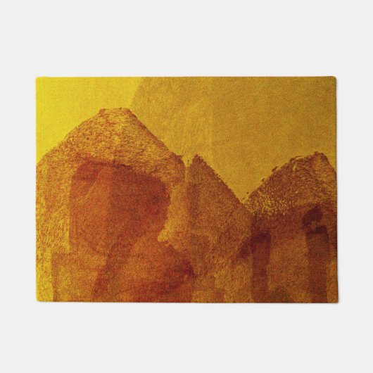 赤オレンジ色の黄絵画色抽象芸術デザイン ドアマット (正面)