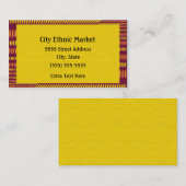 赤オレンジ色の黄色のエスニック名刺 名刺 (正面/裏面)
