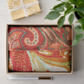 赤オレンジ色の黄色のブロケードの切り離し 薄葉紙 (ギフト)