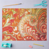 赤オレンジ色の黄色のブロケードの切り離し 薄葉紙 (クラフト)