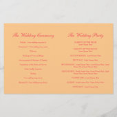 赤オレンジ色イエローティーバラ結婚式プログラム (裏面)