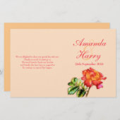 赤オレンジ色イエローティーバラ結婚式プログラム (正面/裏面)