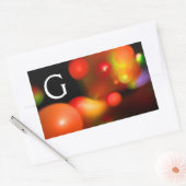 赤オレンジ色イエローブラックフラクタルバブル・モノグラム 長方形シール (封筒)