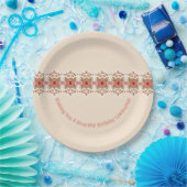 赤オレンジ色フローラ ペーパープレート (パーティー)