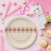 赤オレンジ色フローラ ペーパープレート (パーティー)