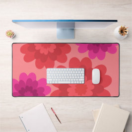 赤オレンジ色ホットピンクモダンの花 デスクマット