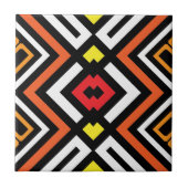 赤オレンジ色白黒モザイク幾何学模様 タイル (正面)