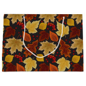 赤オレンジ色金ゴールド紅葉 ラージペーパーバッグ (正面)